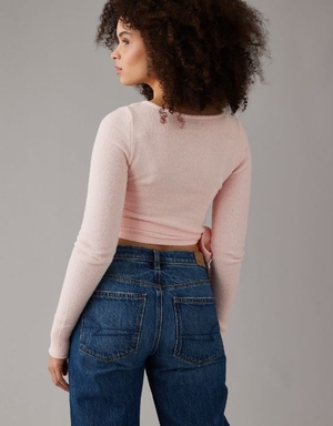 Cardigan Aerie Cropped Ballet Wrap Rose | QCG-25952795