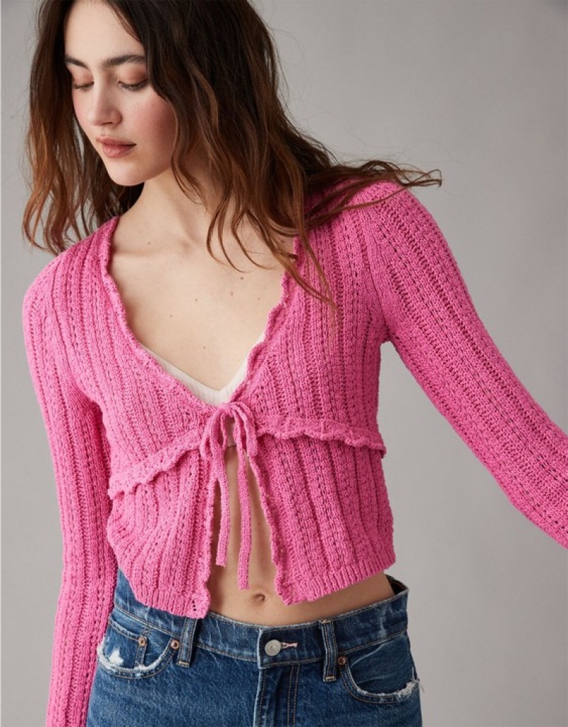 Cardigan Aerie Crochet Tie-Front Rose | RRZ-00759033