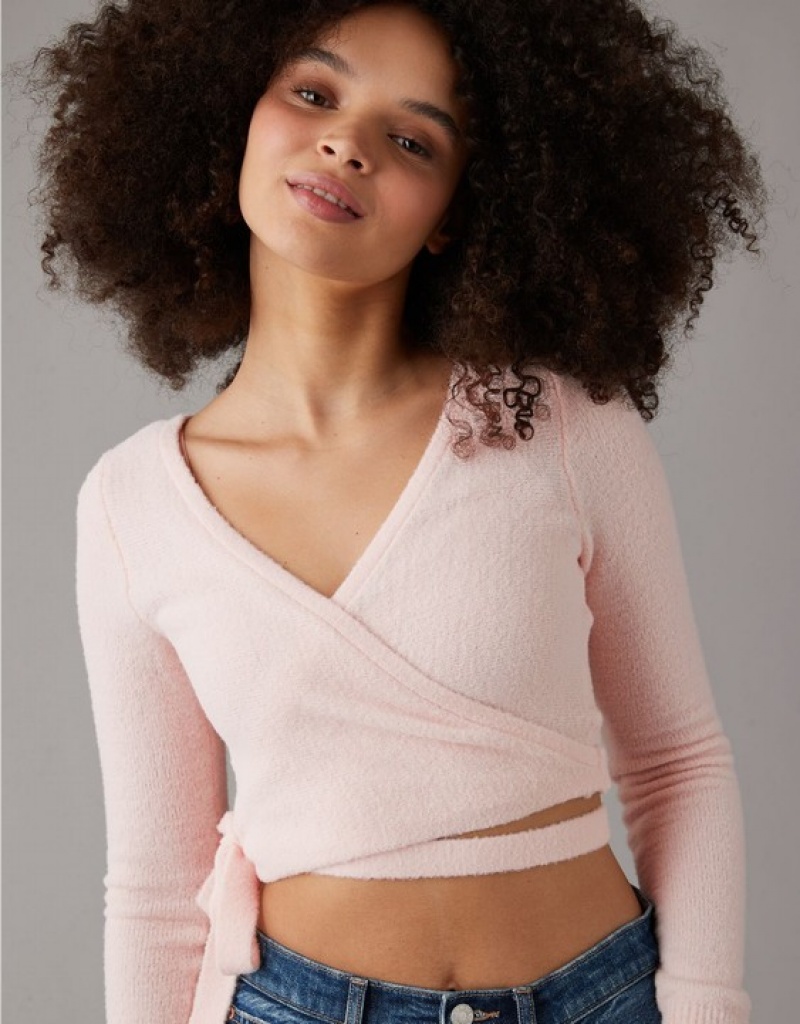 Cardigan Aerie Cropped Ballet Wrap Rose | QCG-25952795