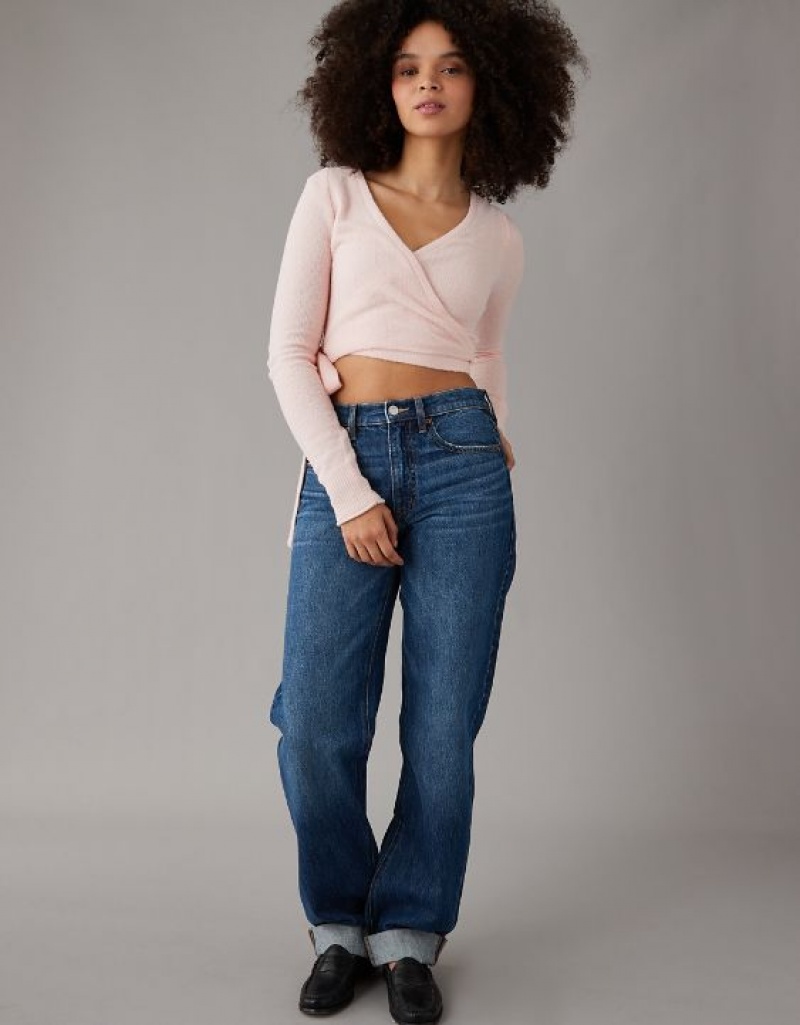 Cardigan Aerie Cropped Ballet Wrap Rose | QCG-25952795