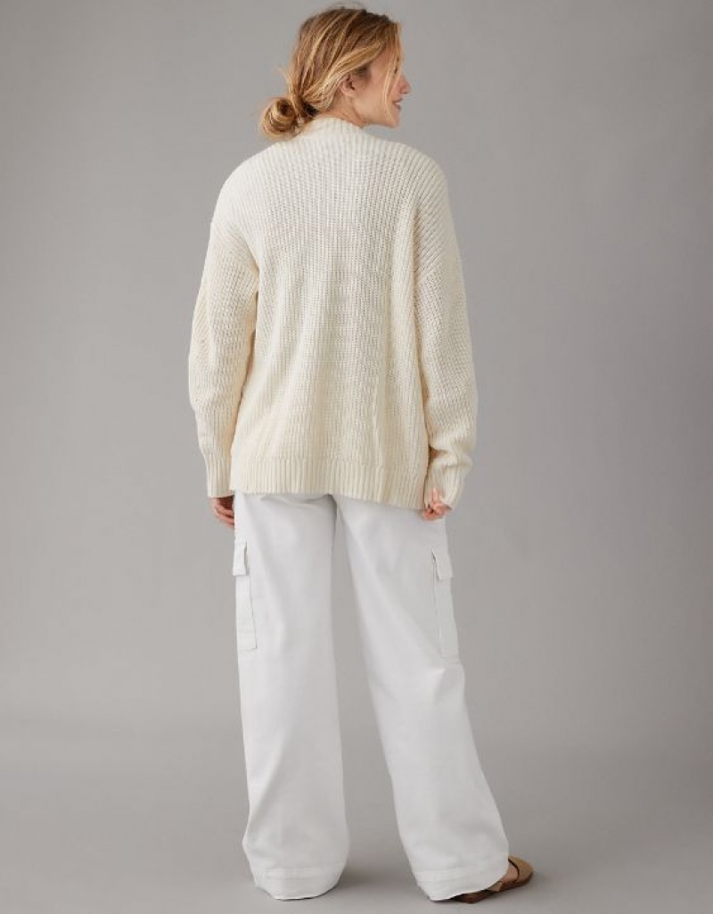 Cardigan Aerie Pointelle-Knit Blanche | SAR-74140206