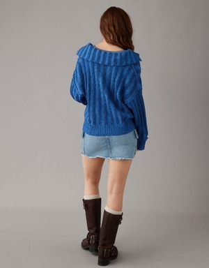 Chandail Aerie Collared Pullover Bleu | NGO-38864566