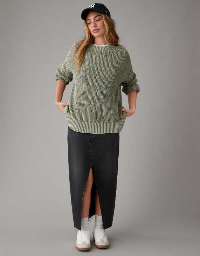 Chandail Aerie Long Weekend Crewneck Vert Olive | BOS-59832850