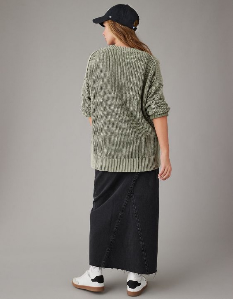 Chandail Aerie Long Weekend Crewneck Vert Olive | BOS-59832850