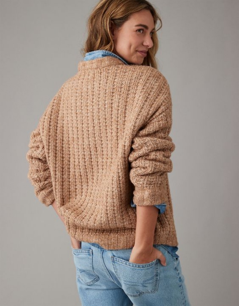 Chandail Aerie Whoa So Cozy Waffle Marron | RNN-44118305