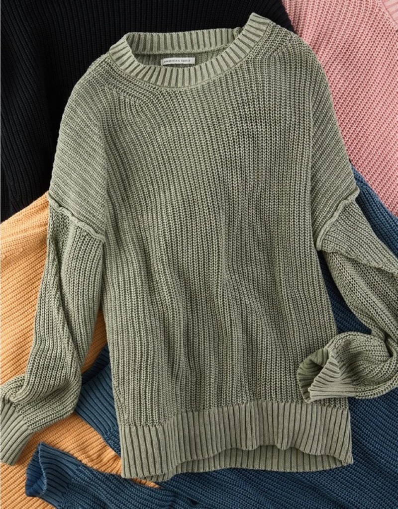 Chandail Aerie Long Weekend Crewneck Vert Olive | BOS-59832850