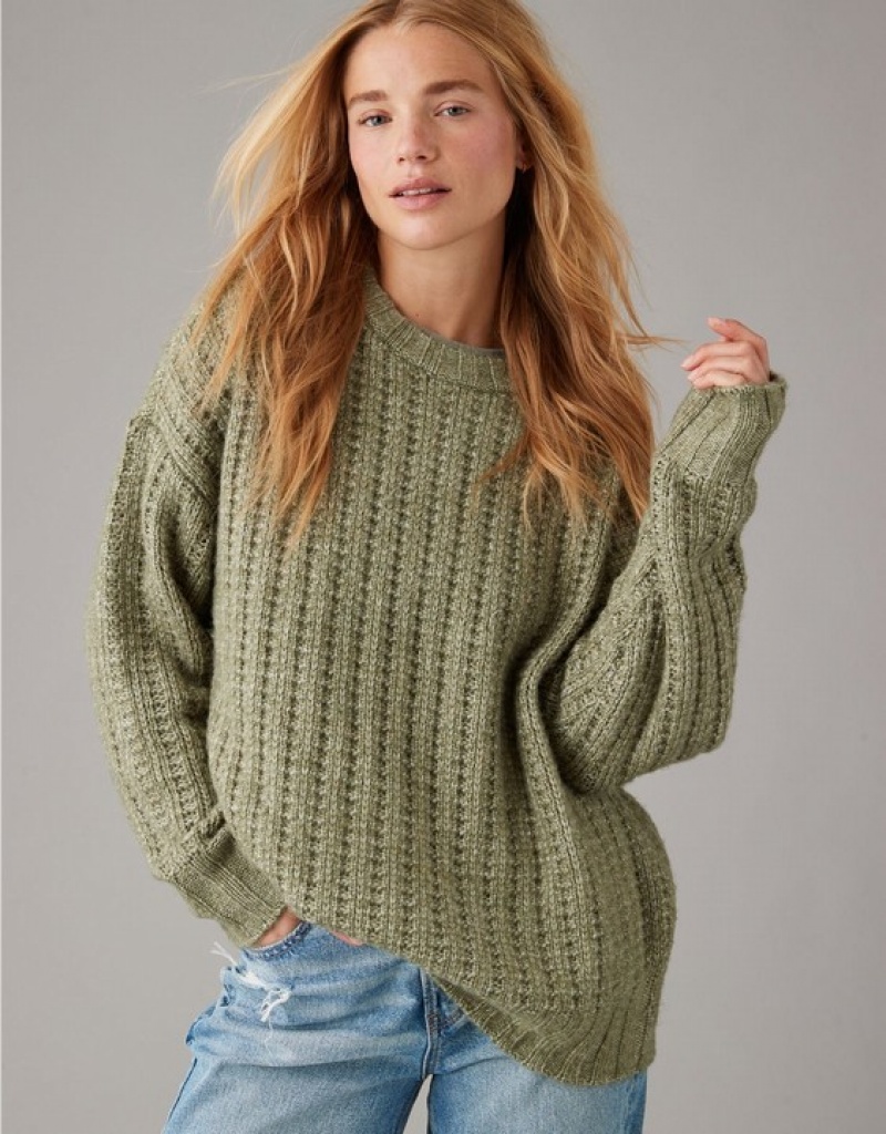 Chandail Aerie Whoa So Cozy Waffle Vert Olive | EXV-71537555