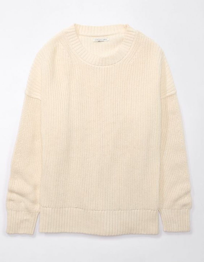 Chandail Aerie Long Weekend Crewneck Blanche | JAH-07108526