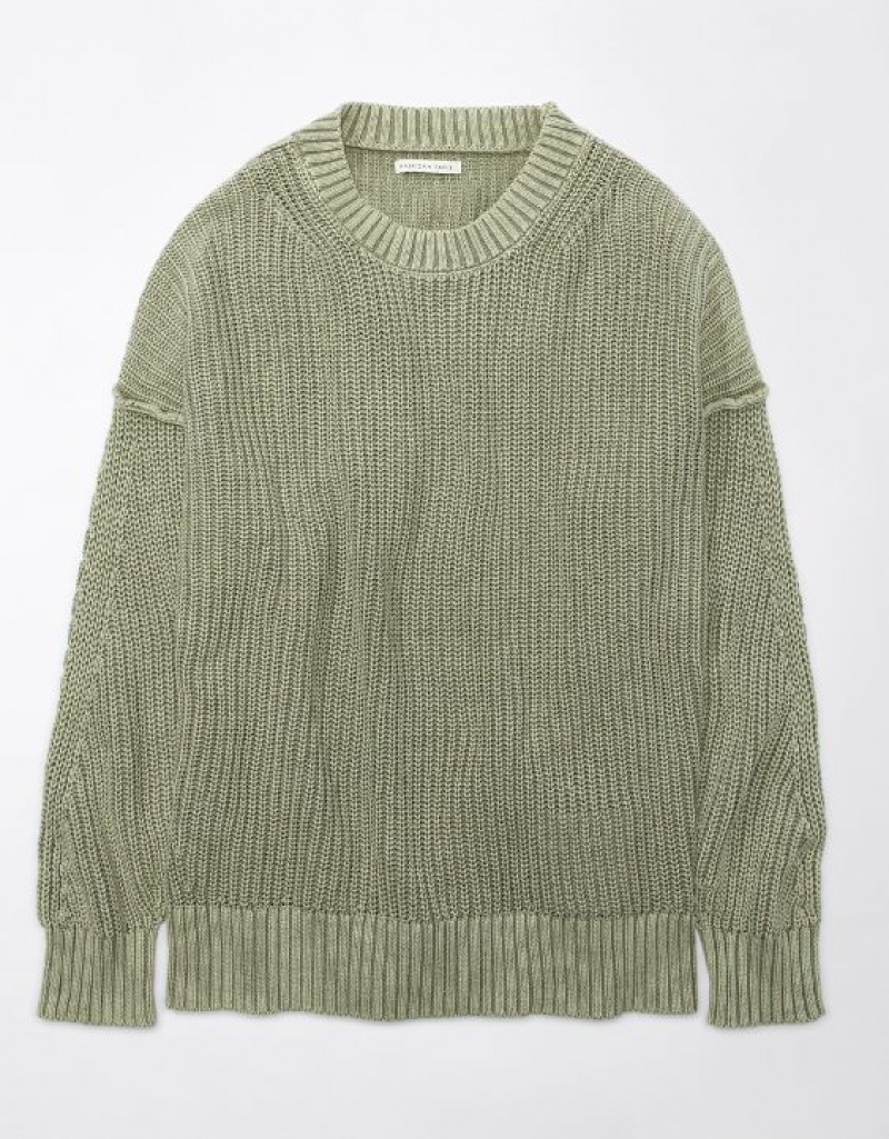 Chandail Aerie Long Weekend Crewneck Vert Olive | BOS-59832850