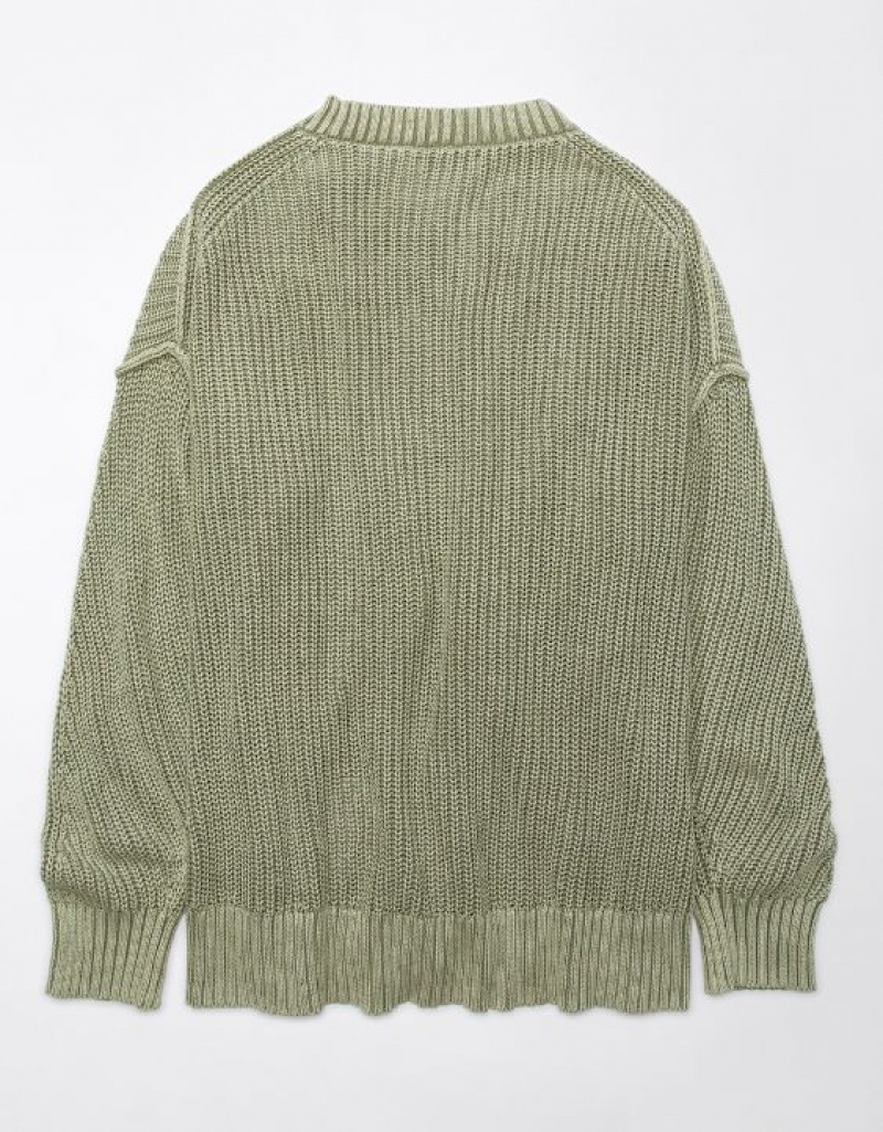 Chandail Aerie Long Weekend Crewneck Vert Olive | BOS-59832850