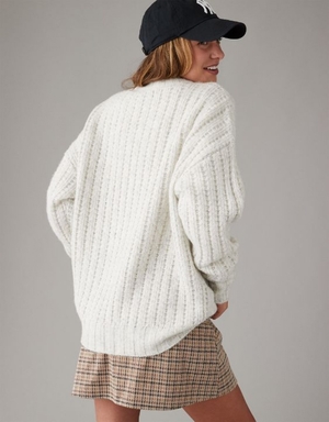 Chandail Aerie Whoa So Cozy Waffle Grise Clair | YSR-37670857