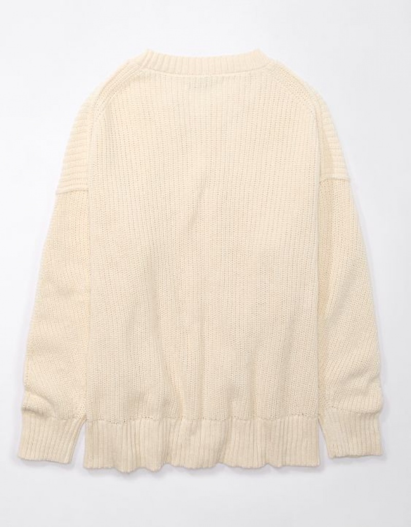 Chandail Aerie Long Weekend Crewneck Blanche | JAH-07108526