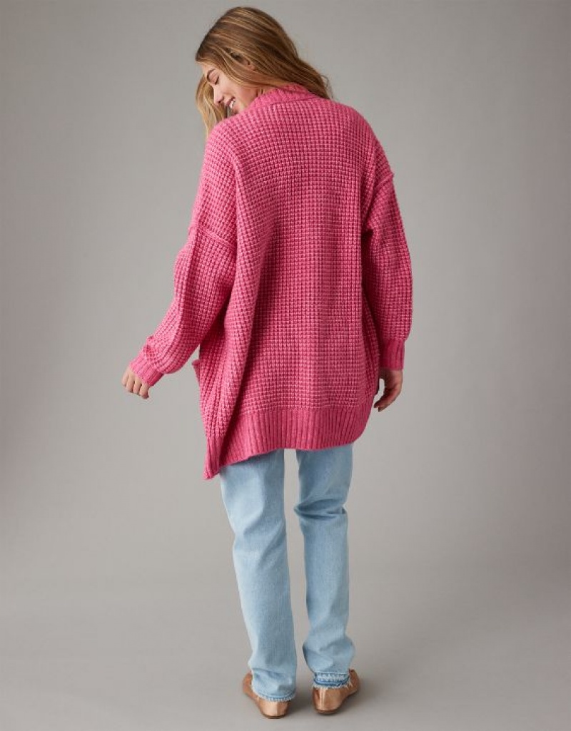 Cardigan Aerie Whoa So Cozy Waffle Rose | EAL-28119787