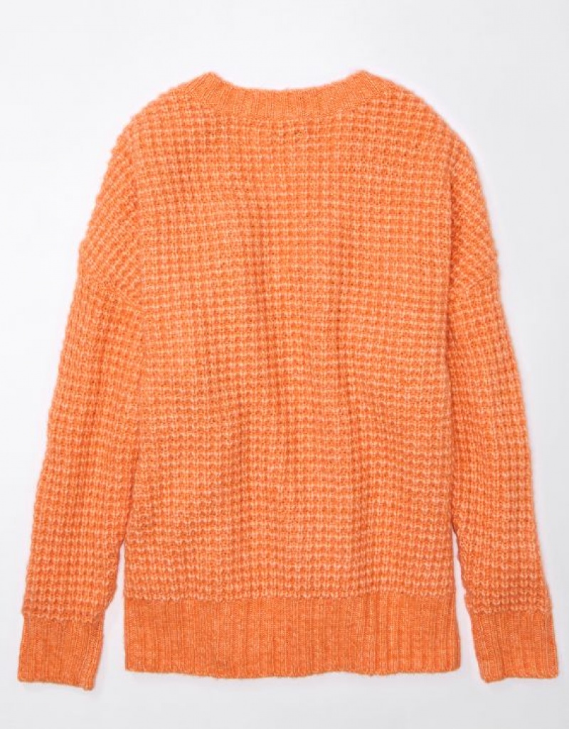 Chandail Aerie Whoa So Cozy Waffle V-Neck Orange | SEC-30694454