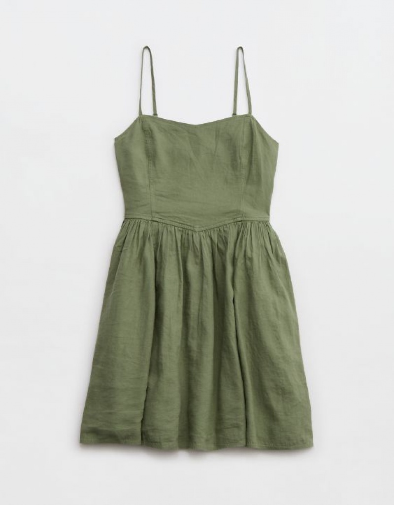 Peignoir Aerie Love Of Linen Mini Vert Olive | CKY-16273400