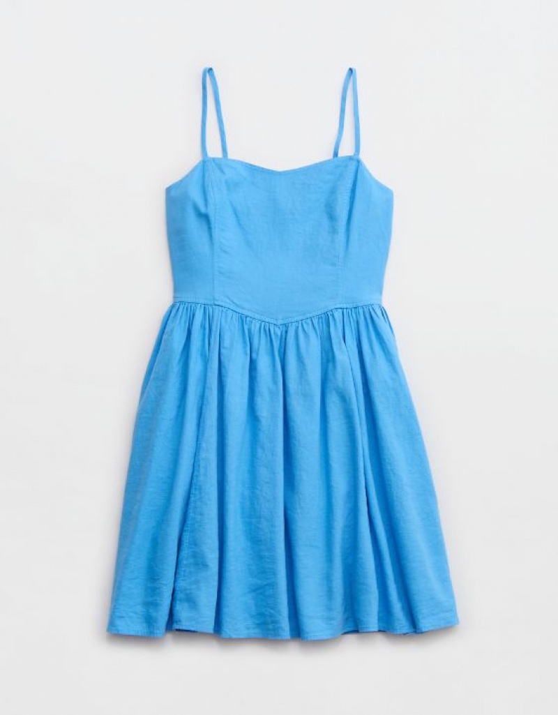 Peignoir Aerie Love Of Linen Mini Bleu | OJR-51263540