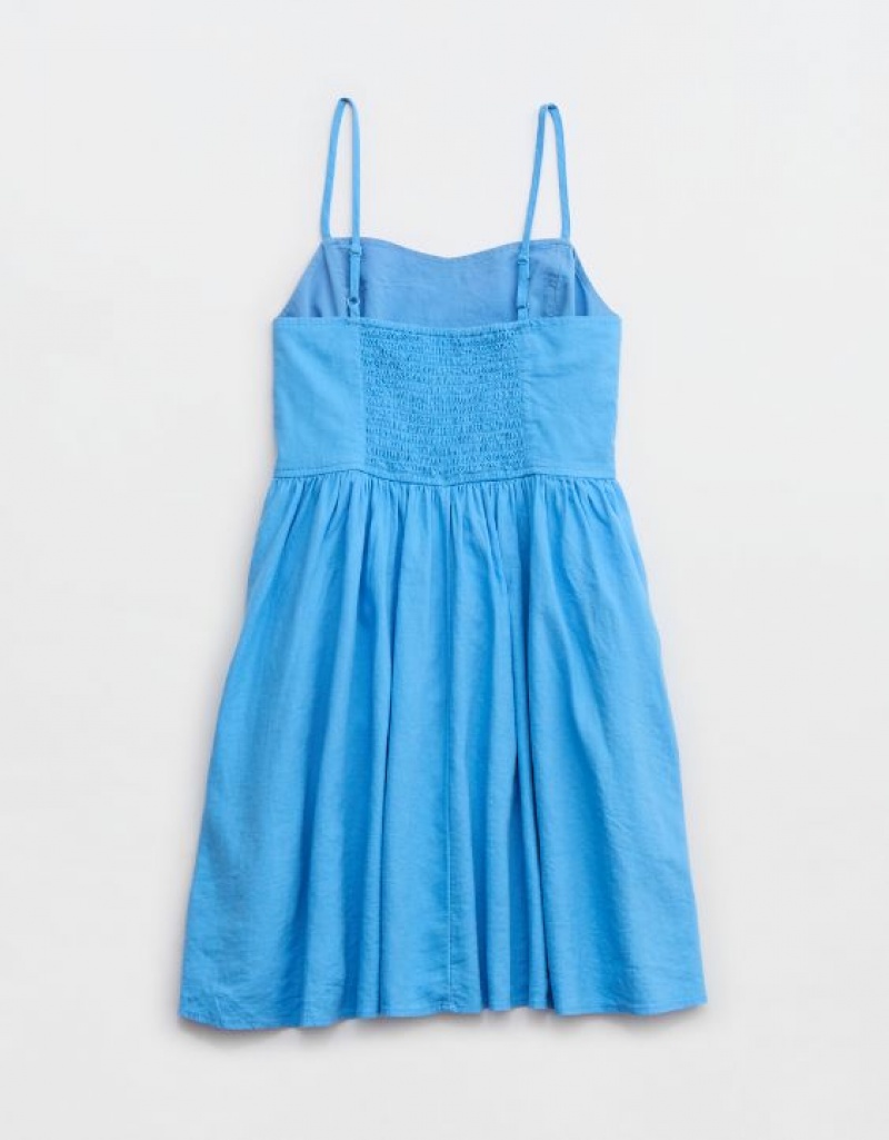 Peignoir Aerie Love Of Linen Mini Bleu | OJR-51263540