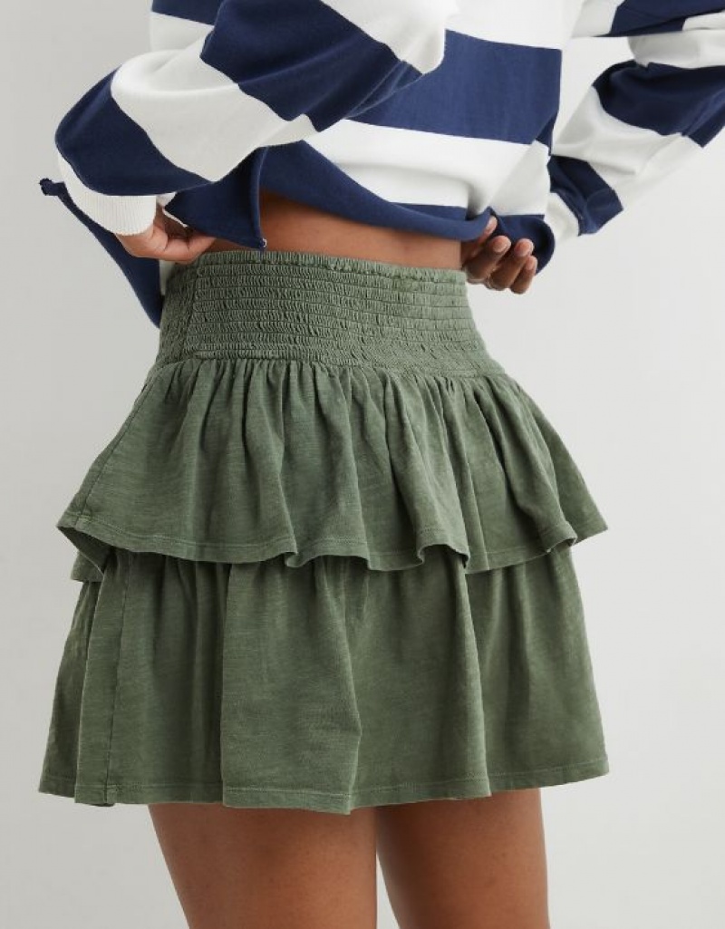 Jupes Aerie Ready-To-Ruffle Mini Vert Olive | UVJ-19890050