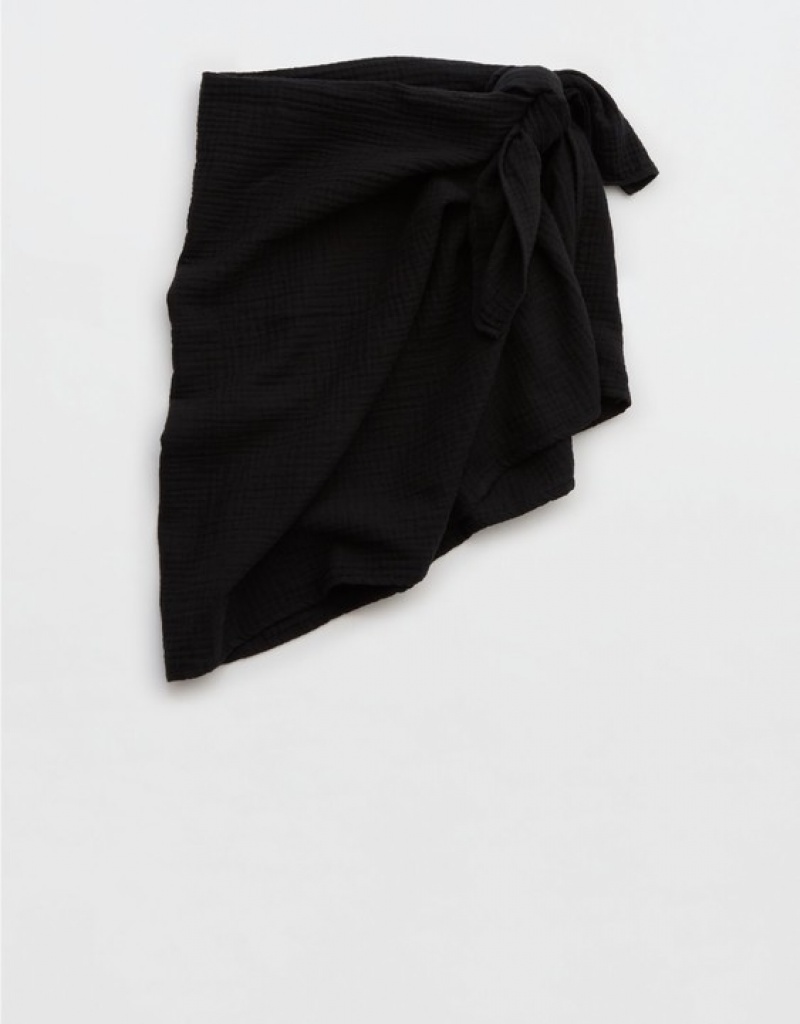 Jupes Aerie Gauze Mini Sarong Noir | XCY-04288246