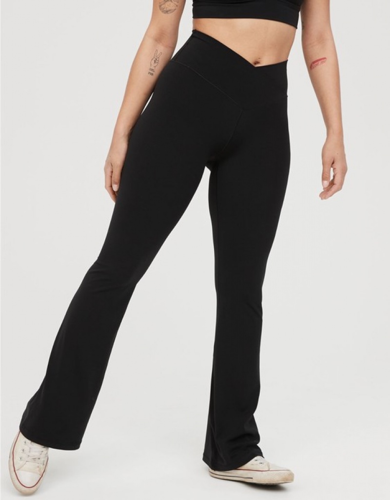 Leggings Aerie OFFLINE By Real Me High Waisted Crossover Flare Noir | PIB-86282158