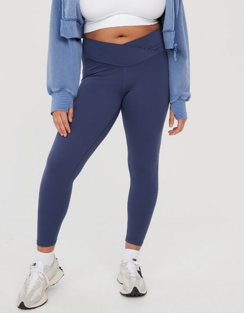 Leggings Aerie OFFLINE By Real Me High Waisted Crossover Bleu | WZI-19703523