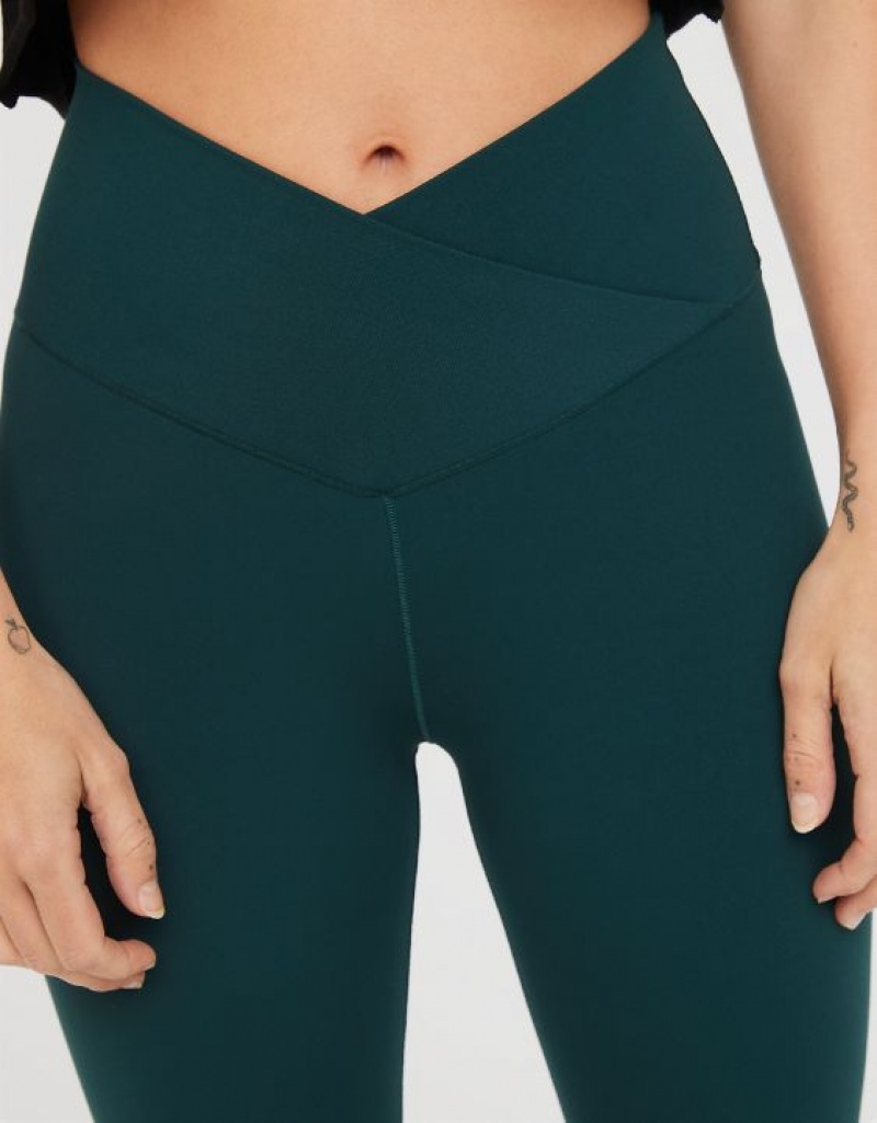 Leggings Aerie OFFLINE By Real Me High Waisted Crossover Flare Vert Foncé | DBL-50468786