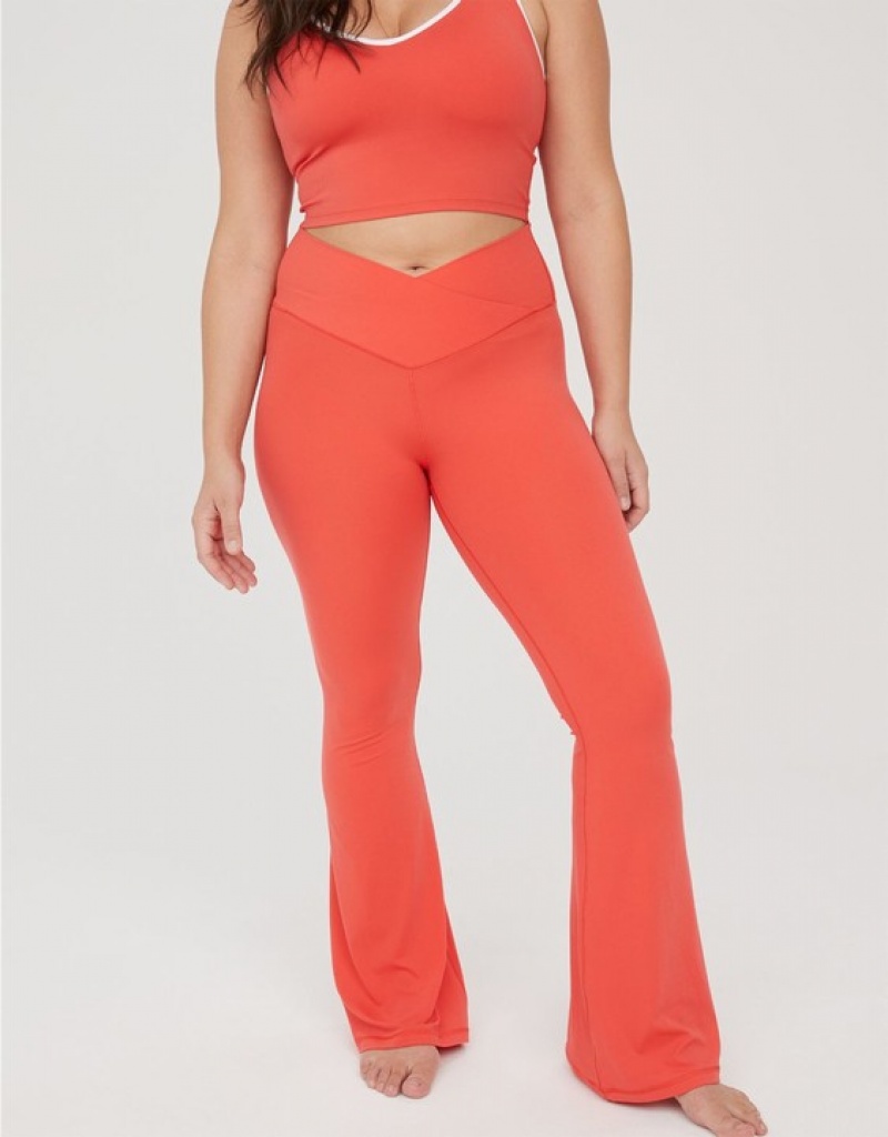 Leggings Aerie OFFLINE By Real Me High Waisted Crossover Flare Rouge | YKA-47683116