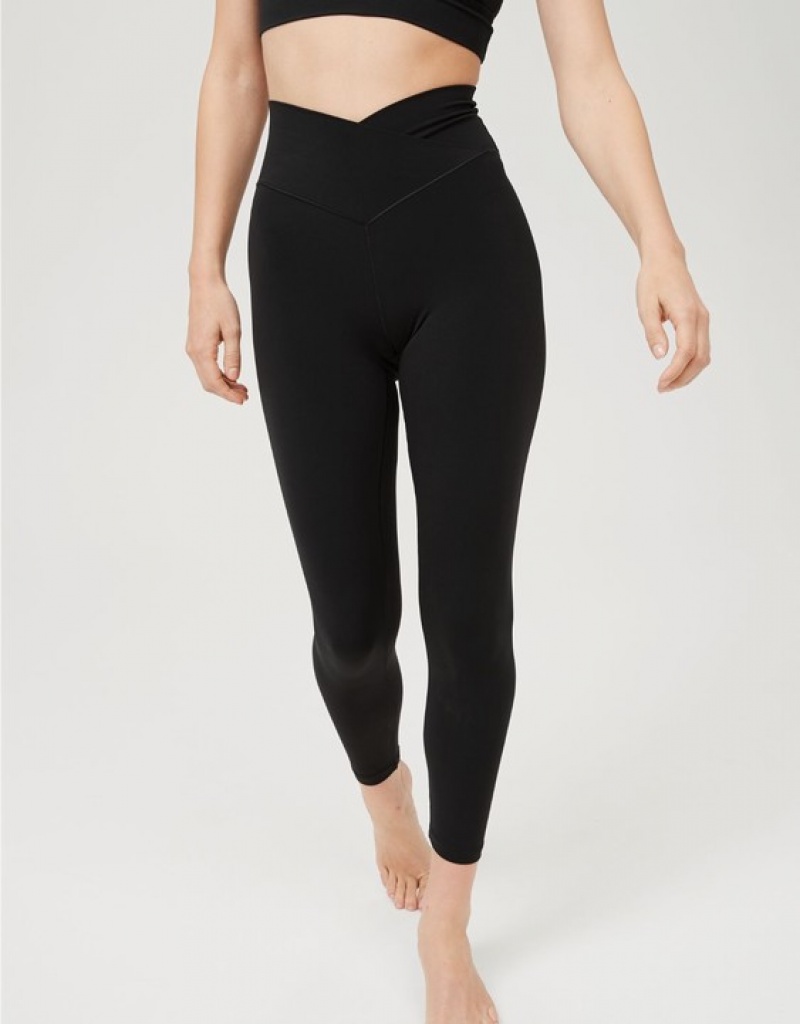 Leggings Aerie OFFLINE By Real Me High Waisted Crossover Noir | XJC-63230703