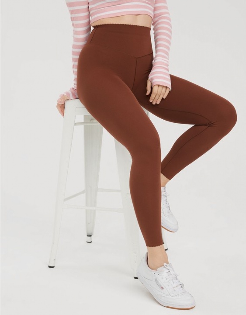 Leggings Aerie OFFLINE By Real Me XTRA Hold Up! Scallop Marron | TBM-48017299