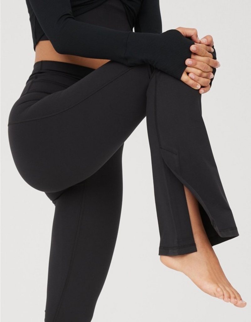 Leggings Aerie OFFLINE By The Hugger Split-Hemcut Noir | RDY-90300290