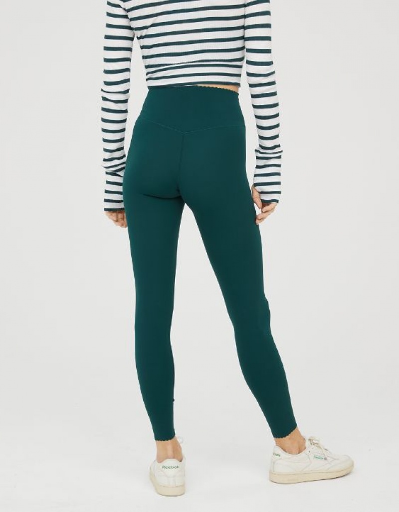 Leggings Aerie OFFLINE By Real Me XTRA Hold Up! Scallop Vert Foncé | PKS-16466921