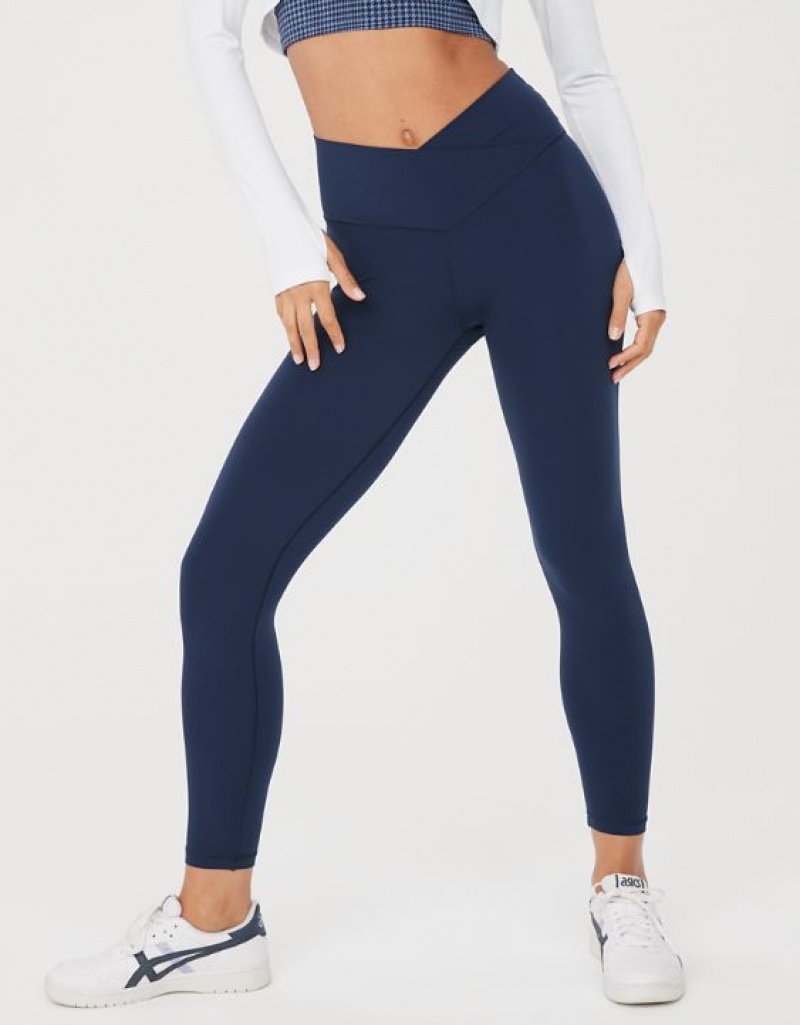 Leggings Aerie OFFLINE By Real Me High Waisted Crossover Bleu Royal Bleu Marine | NMI-20982616