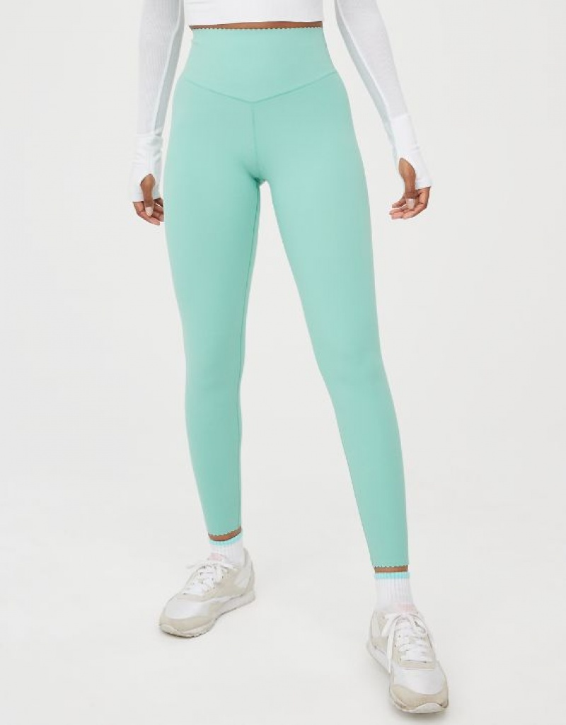 Leggings Aerie OFFLINE By Real Me XTRA Hold Up! Scallop Turquoise | MLQ-39347012