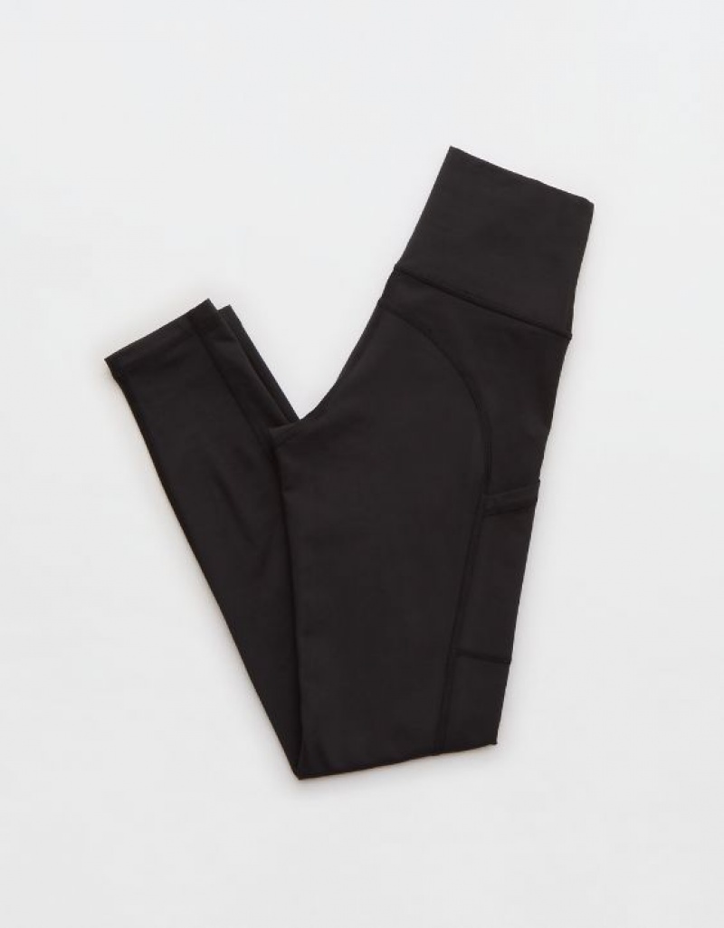 Leggings Aerie OFFLINE By The Hugger High Waisted Pocket Noir | AHD-86980295