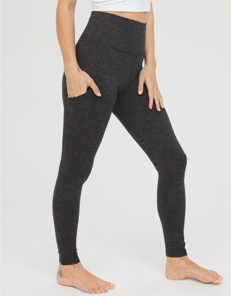 Leggings Aerie OFFLINE By The Hugger High Waisted Pocket Grise | CWW-41423035