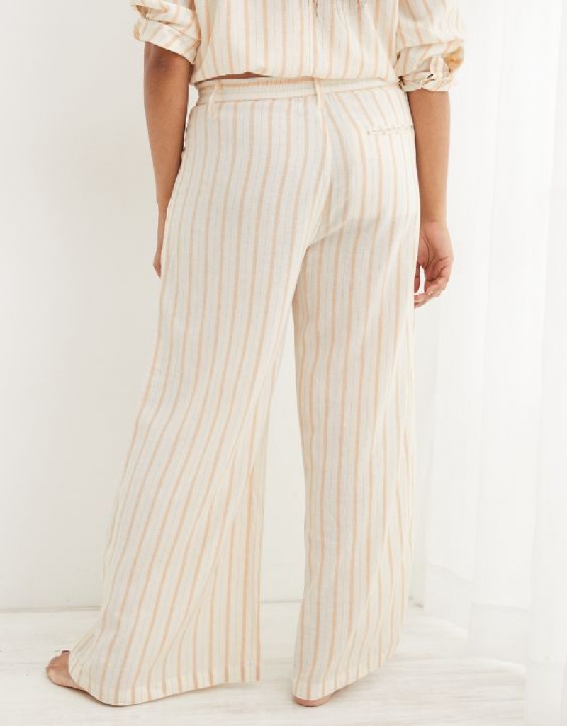 Pantalon Aerie Pool-To-Party Linen Edition High Waisted Blanche | CXC-03024906