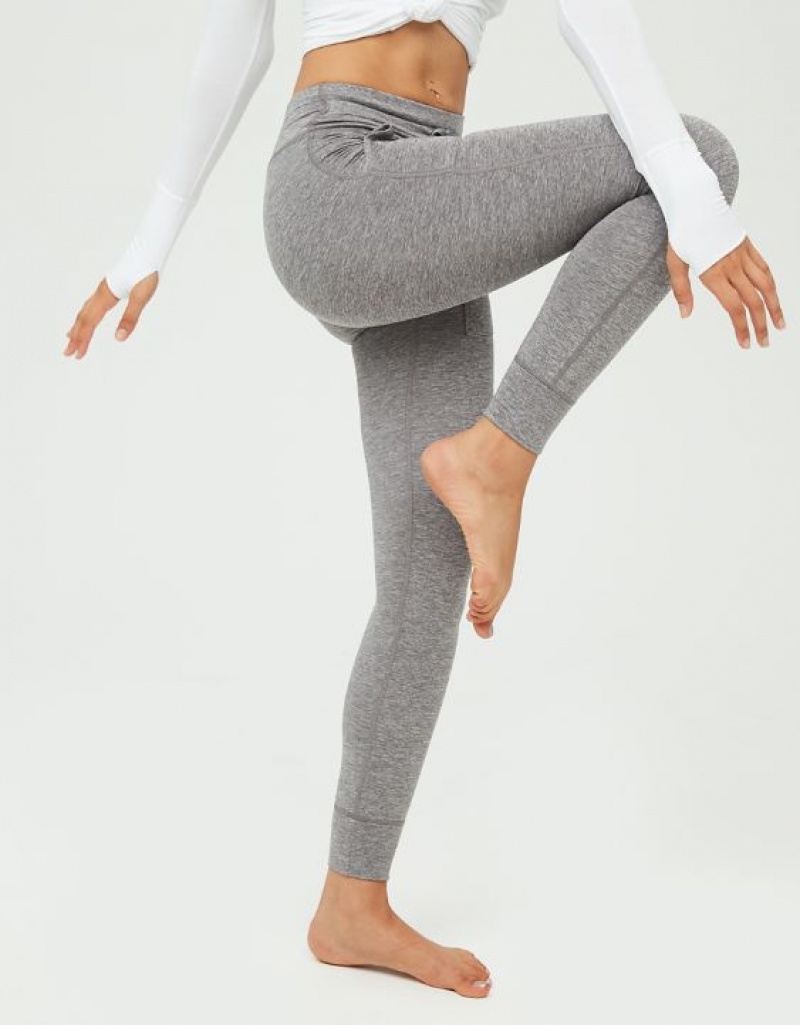 Leggings Aerie OFFLINE By Warmup Drawcord Grise | NZW-96866293