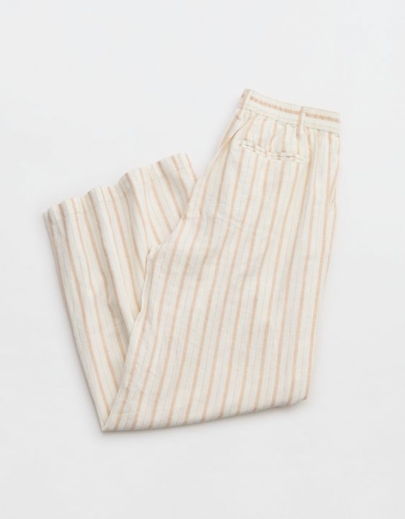 Pantalon Aerie Pool-To-Party Linen Edition High Waisted Blanche | CXC-03024906