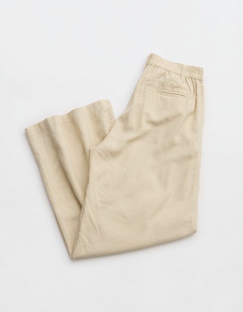 Pantalon Aerie Pool-To-Party Linen Edition High Waisted Beige | MSF-83399785