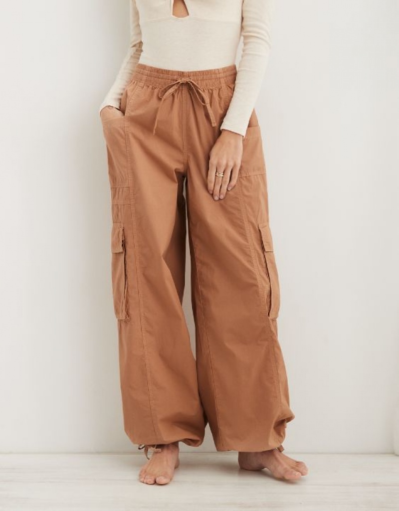 Pantalon Aerie High Waisted Go-For-Itgy Cargo Marron | JNS-62065793