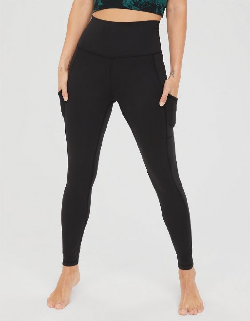 Leggings Aerie OFFLINE By The Hugger High Waisted Pocket Noir | AHD-86980295