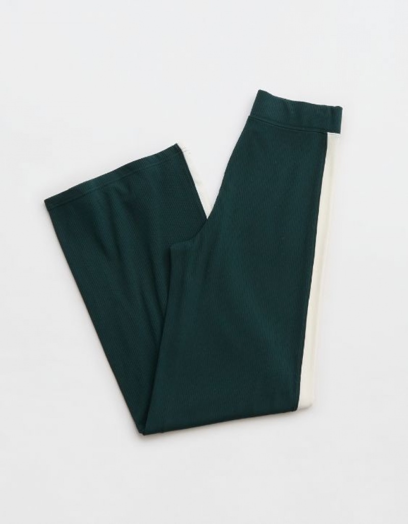 Pantalon Aerie OFFLINE By Thumbs Up Heavyweight Nervuré Larges Leg Vert Foncé | VVJ-24301215