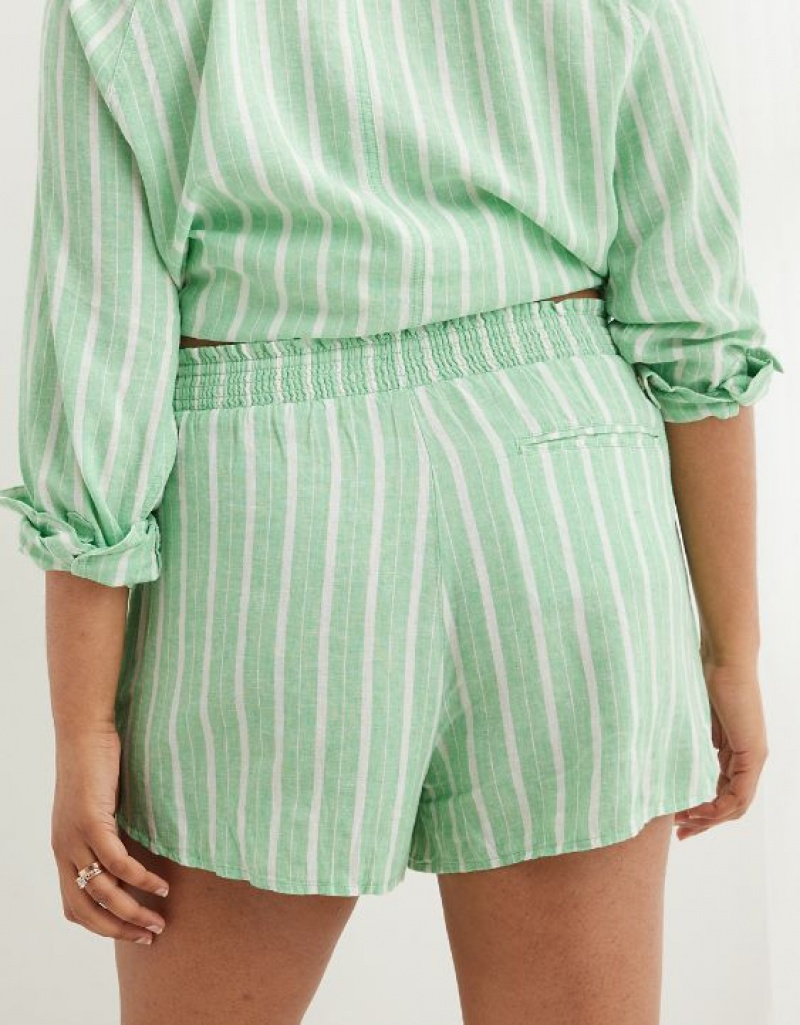 Short Aerie Pool-To-Party Linen Edition High Waisted Vert | GHV-47460225