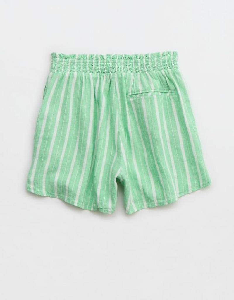 Short Aerie Pool-To-Party Linen Edition High Waisted Vert | GHV-47460225