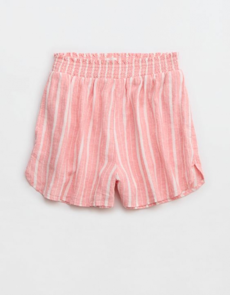 Short Aerie Pool-To-Party Linen Edition High Waisted Corail | RRY-63595644