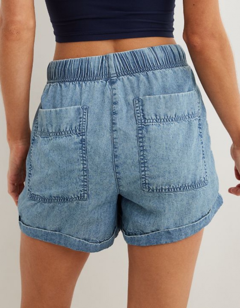 Short Aerie High Waisted Tie Taille Indigo Lavage | BTH-89644104