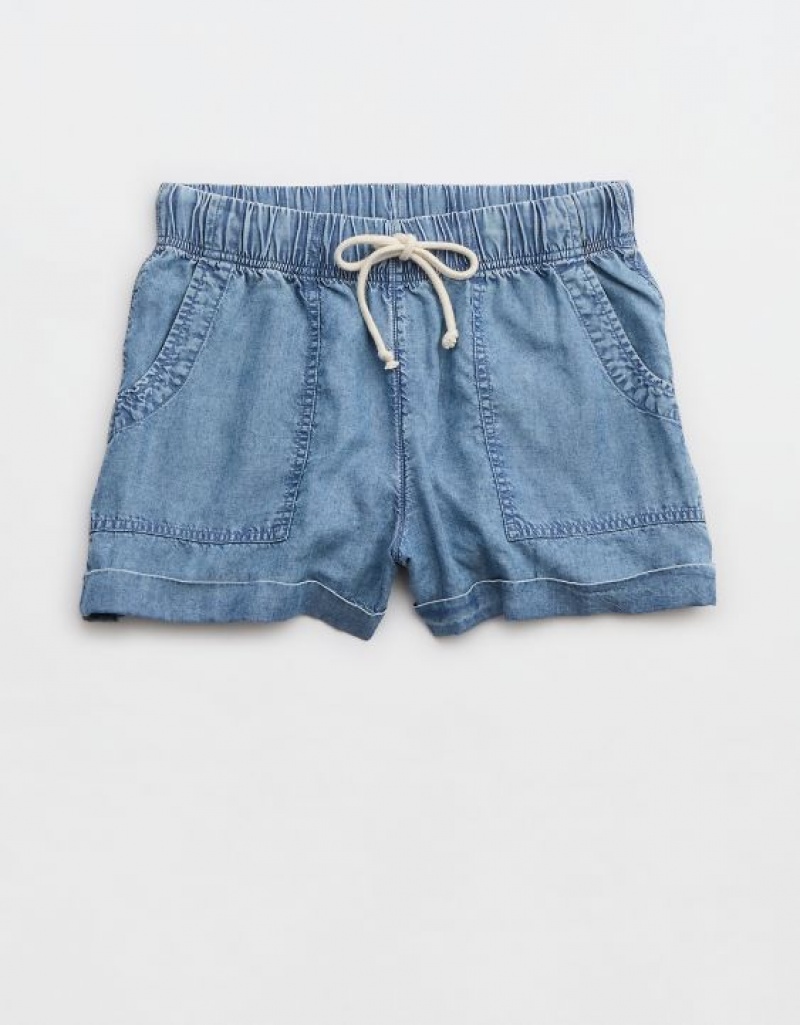 Short Aerie High Waisted Tie Taille Indigo Lavage | BTH-89644104