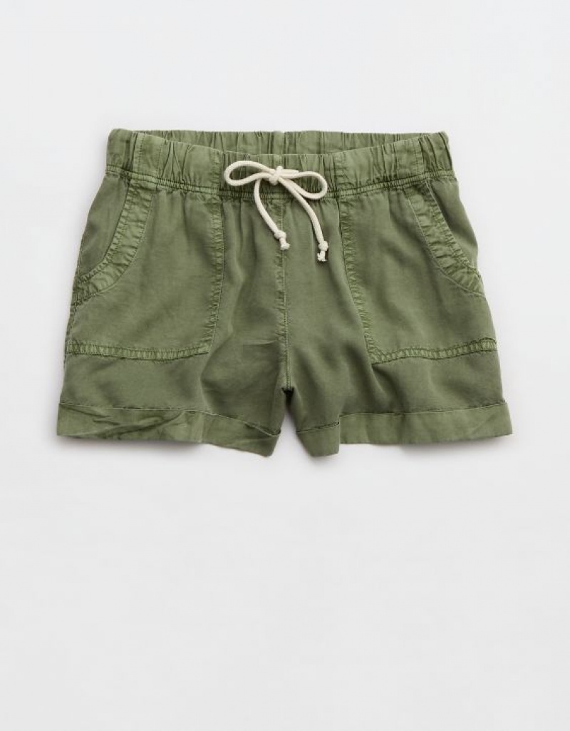 Short Aerie High Waisted Tie Taille Vert Olive | DKV-81850021