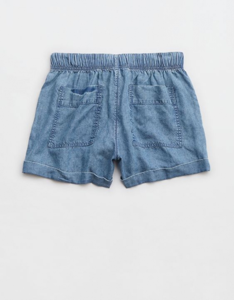 Short Aerie High Waisted Tie Taille Indigo Lavage | BTH-89644104