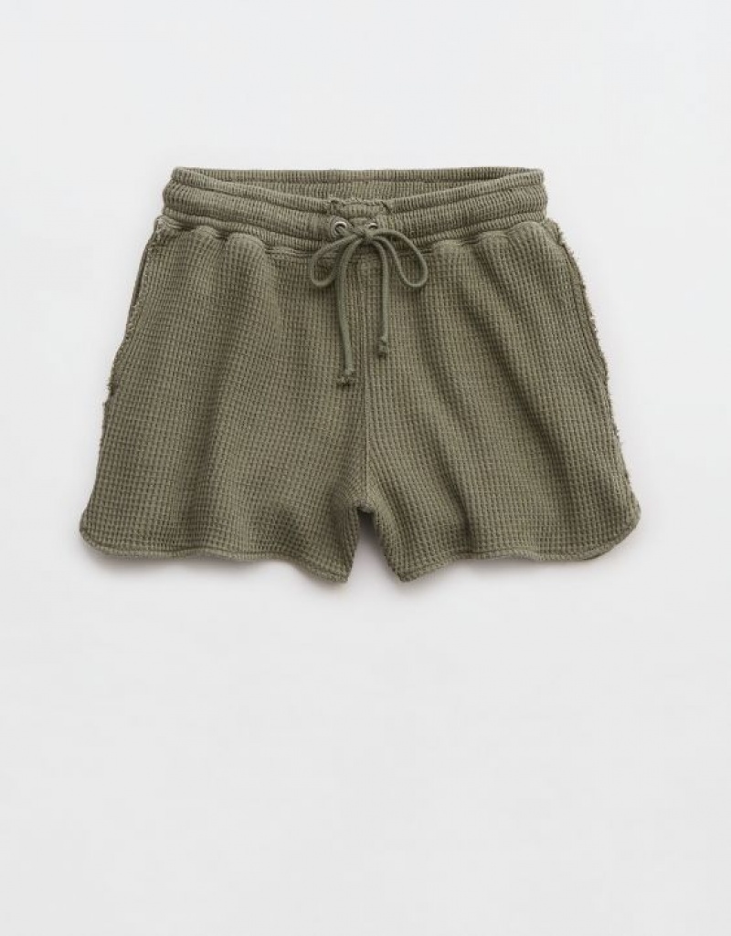 Short Aerie High Waisted LumberJane Waffle Vert Olive | YBU-60762211